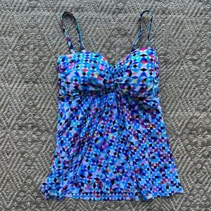 Profile by Gottex Colorful Pink & Blue Pinwheels Geometric‎ Tankini Top Womens 8